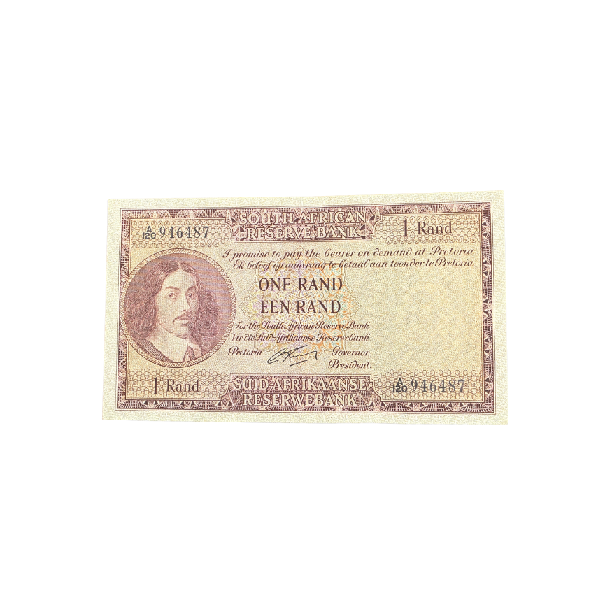South African Reserve Bank One Rand Eng/Afr 1962 S/N: A120/946487