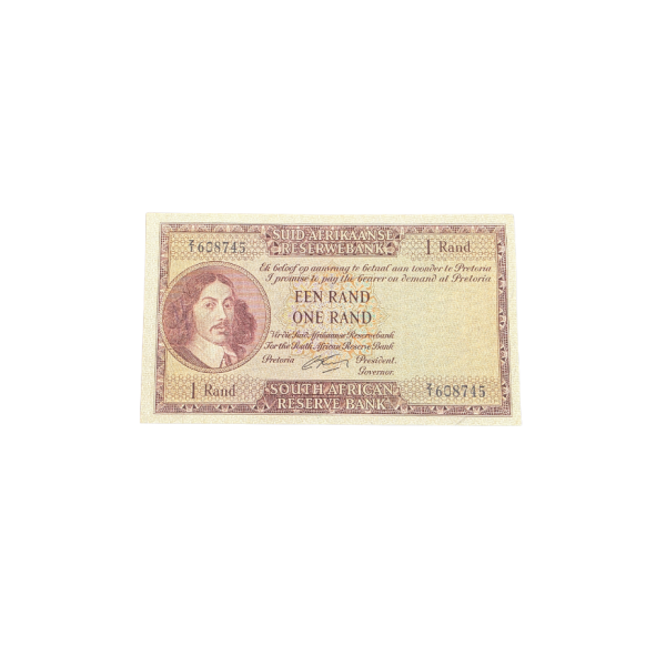 Suid-Afrikaanse Reserwe Bank Een Rand Afr/Eng 1962 S/N: Z1/608745