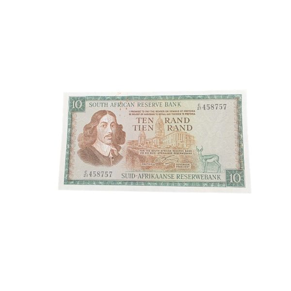 South African Reserve Bank Ten Rand Eng/Afr 1966 S/N: C21/458757