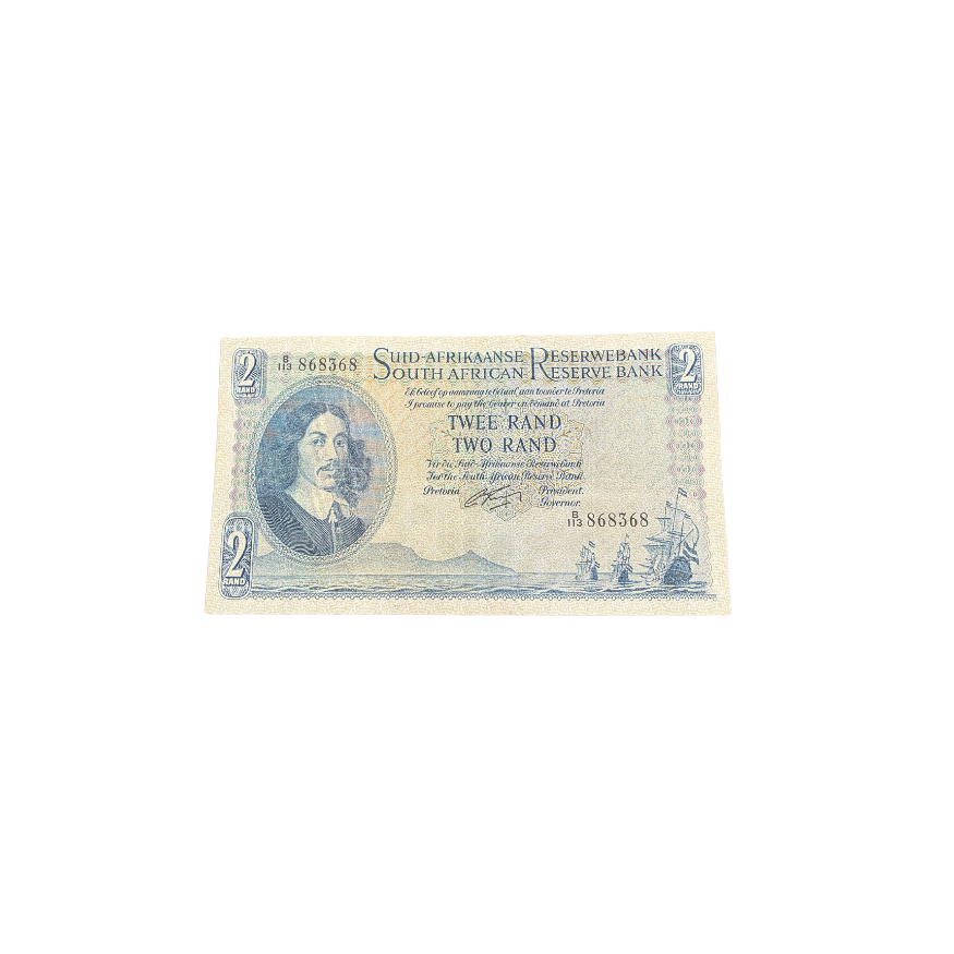 Suid-Afrikaanse Reserwe Bank Twee Rand Afr/Eng 1962 S/N: B133/868368