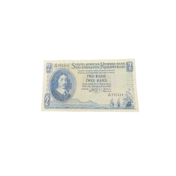 South African Reserve Bank Two Rand Eng/Afr 1962 S/N: B210/790414