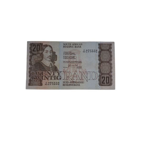 South African Reserve Bank Twenty Rand Eng/Afr 1984 - (off center print) S/N: Z62/275332
