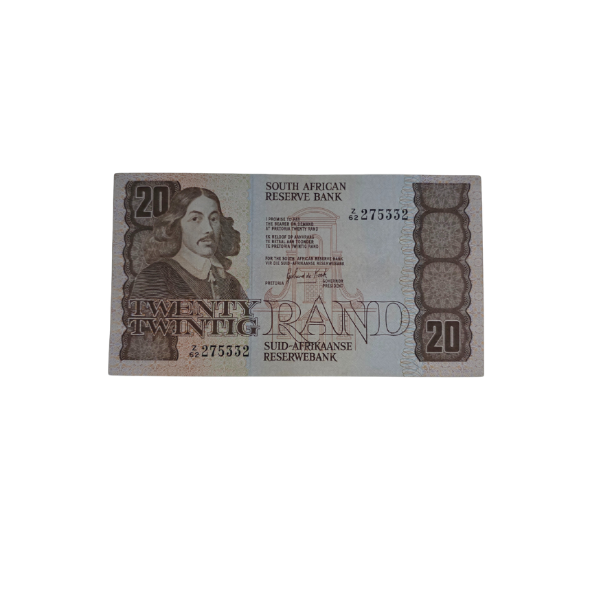 South African Reserve Bank Twenty Rand Eng/Afr 1984 - (off center print) S/N: Z62/275332