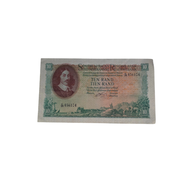 South African Reserve Bank Ten Rand Eng/Afr 1962 S/N: C35/456104