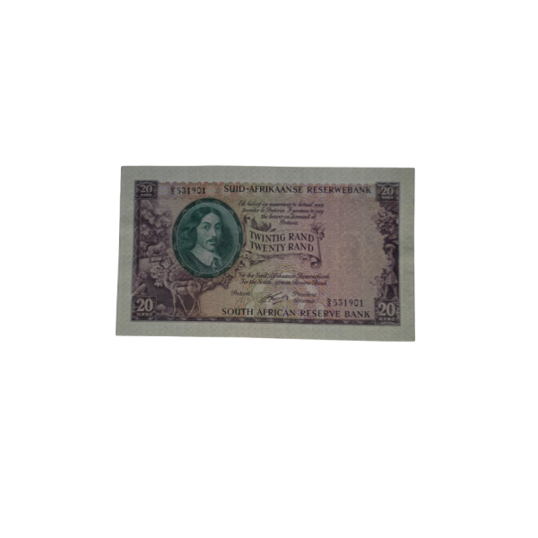 Suid-Afrikaanse Reserwe Bank Twintig Rand Afr/Eng 1962 S/N: D2/531901