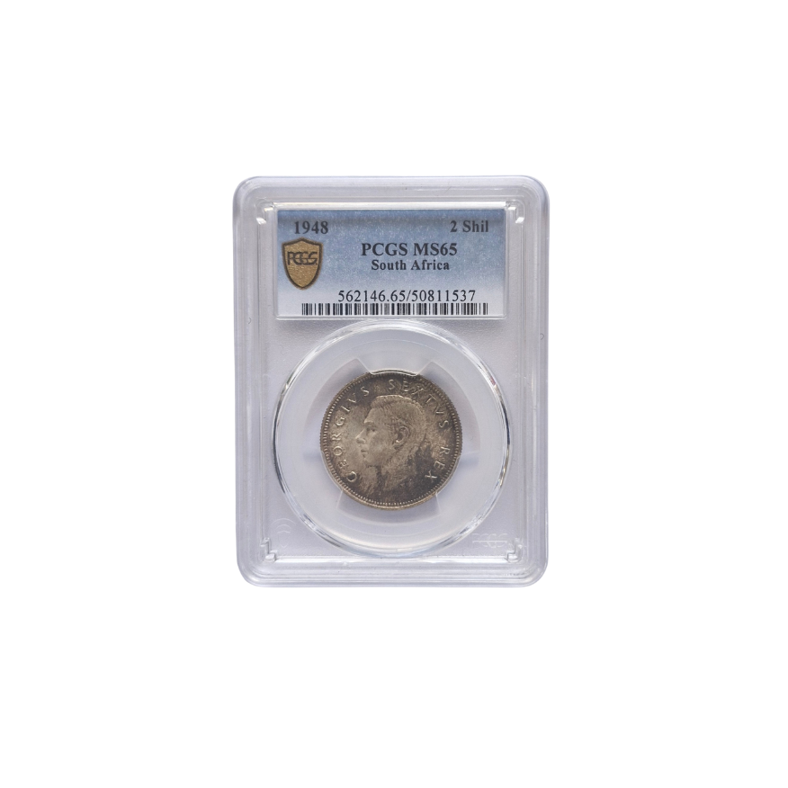 1948 South Africa 2 Shilling PCGS MS 65 - Top Pop