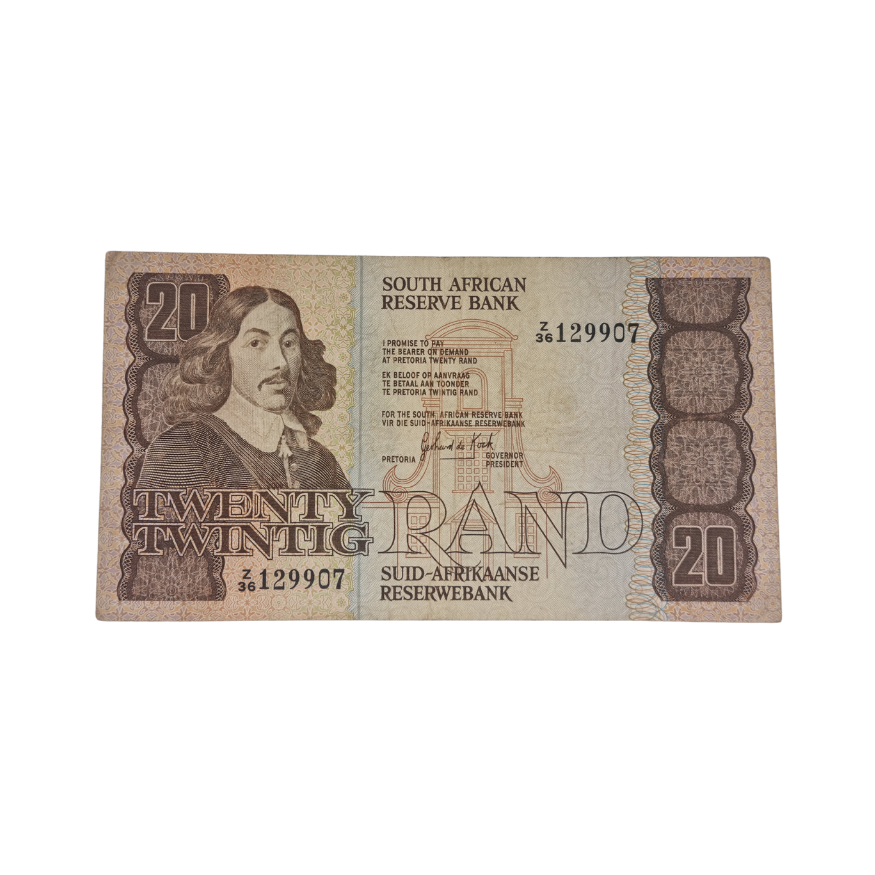 South African Reserve Bank Twenty Rand 1984 Eng/Afr S/N: Z36/129907