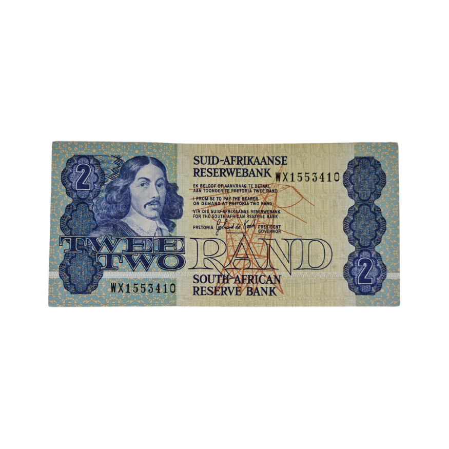 South African Reserve Bank Two Rand 1989 Afr/Eng S/N WX1553410