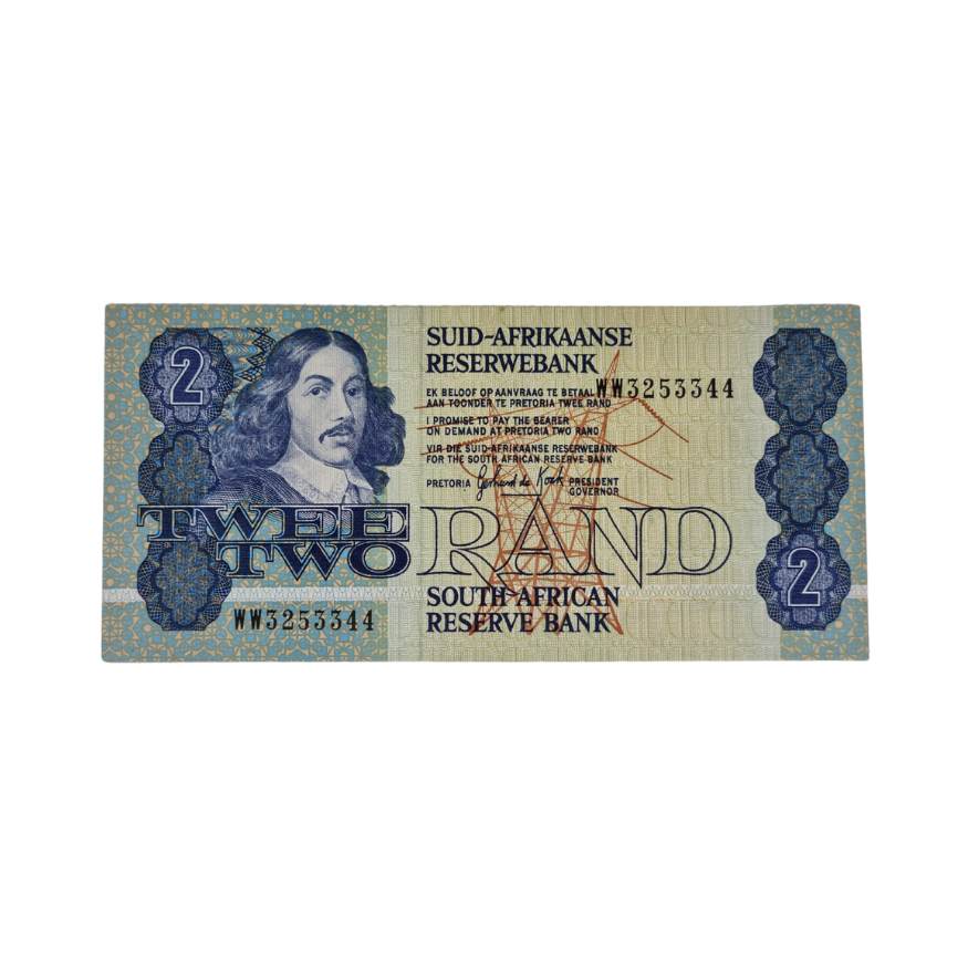 South African Reserve Bank Two Rand 1983 Afr/Eng S/N WW3253344