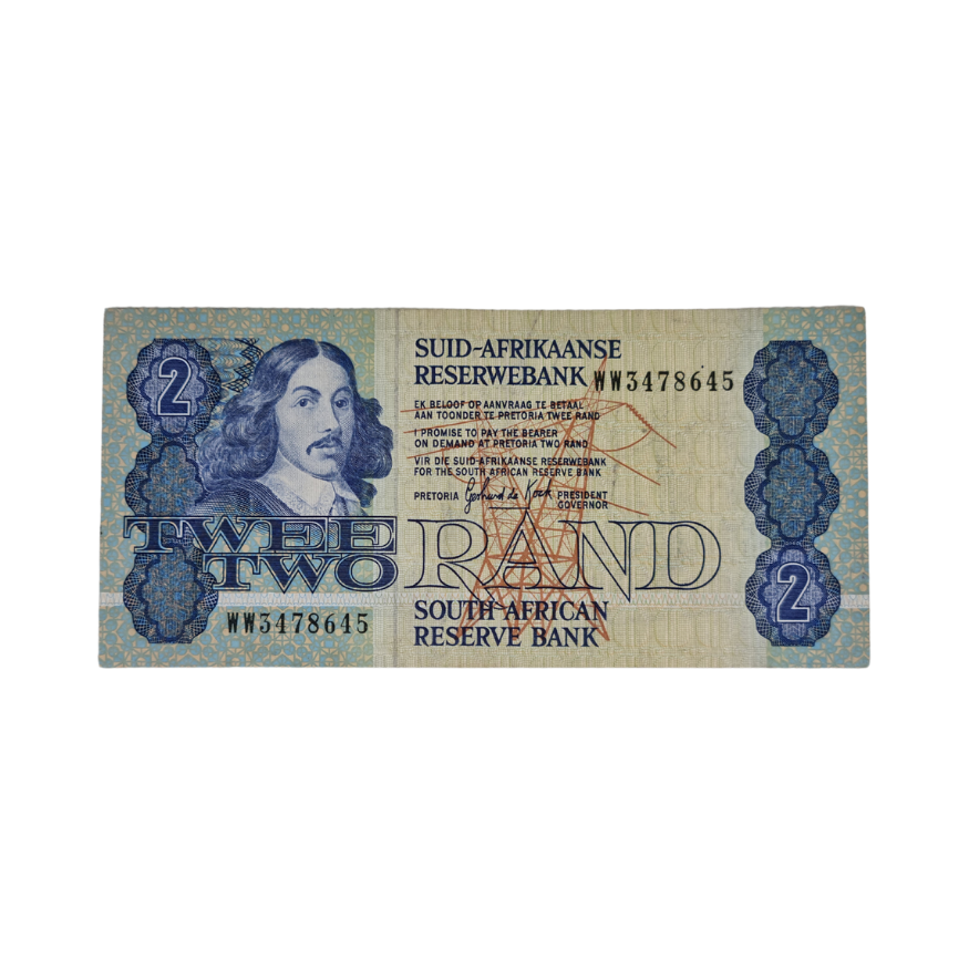 South African Reserve Bank Two Rand 1983 Afr/Eng S/N WW3478645