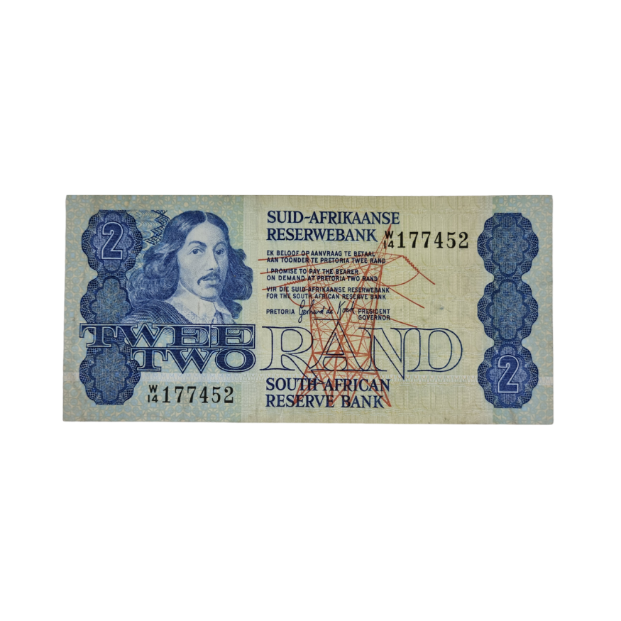 South African Reserve Bank Two Rand 1981 Afr/Eng S/N W14/177452