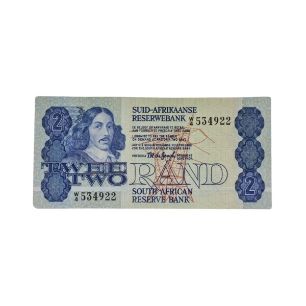 South African Reserve Bank Two Rand 1978 Afr/Eng S/N: W4/534922
