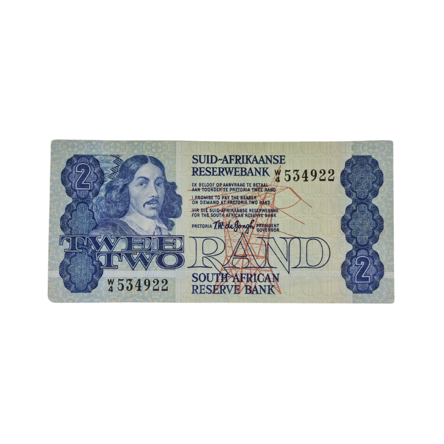 South African Reserve Bank Two Rand 1978 Afr/Eng S/N: W4/534922