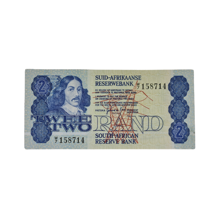 South African Reserve Bank Two Rand 1981 Afr/Eng S/N: W7/158714