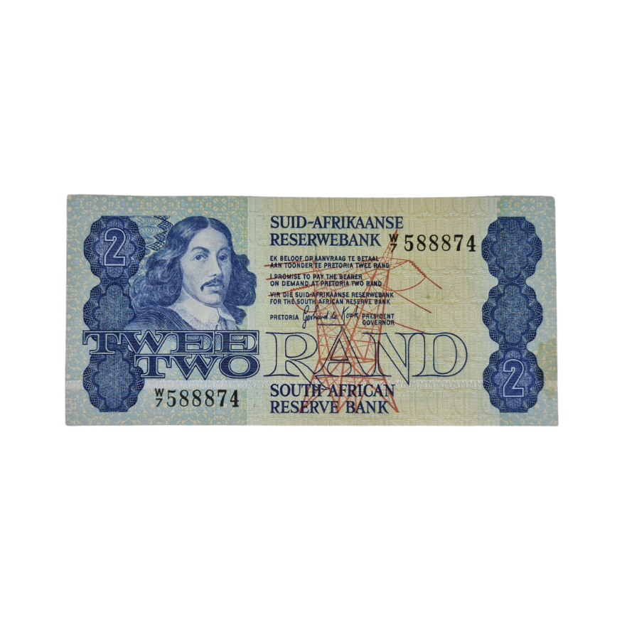 South African Reserve Bank Two Rand 1981 Afr/Eng S/N: W7/588874