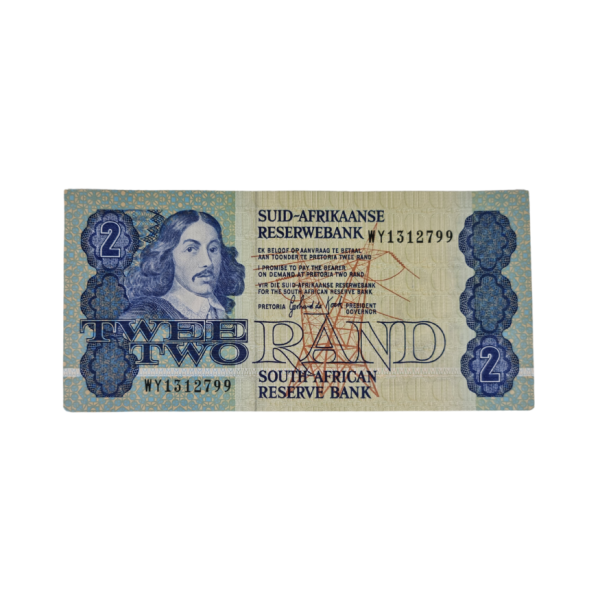 South African Reserve Bank Two Rand 1990 Afr/Eng S/N: WY1312799