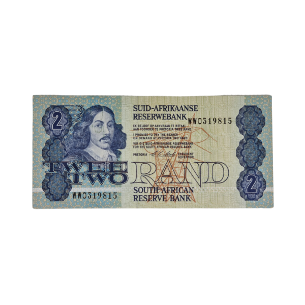 South African Reserve Bank Two Rand 1990 Afr/Eng S/N: WW0319815