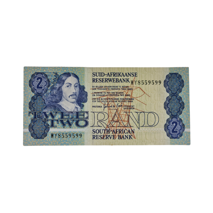 South African Reserve Bank Two Rand 1990 Afr/Eng S/N: WY8559599