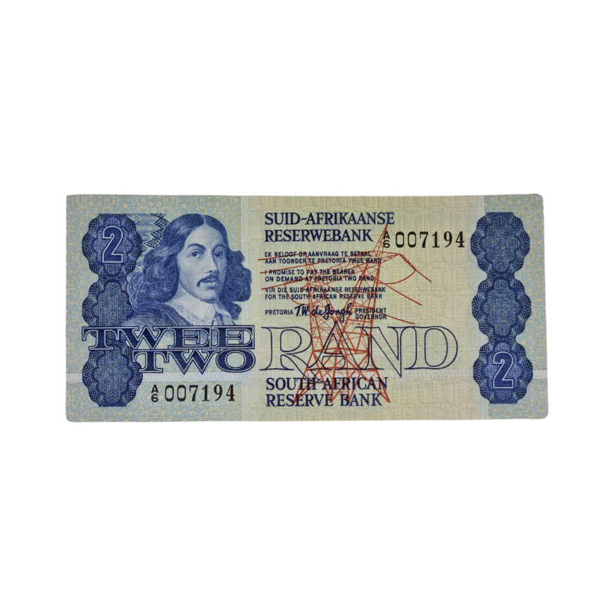 South African Reserve Bank Two Rand 1978 Afr/Eng S/N: A6/007194