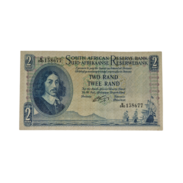 South African Reserve Bank Two Rand 1962 Eng/Afr S/N B240/138677