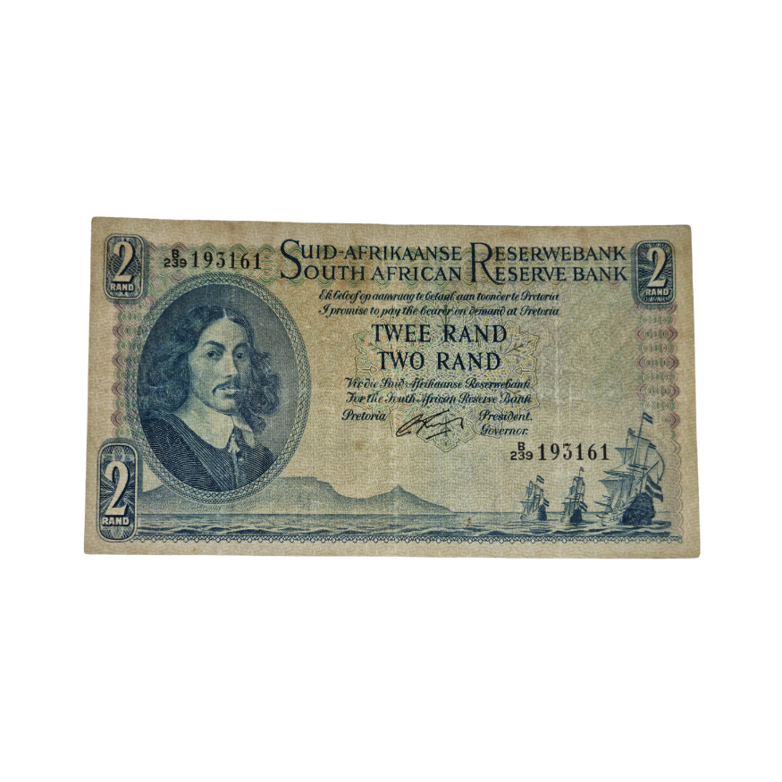 South African Reserve Bank Two Rand 1962 Afr/Eng S/N B239/193161