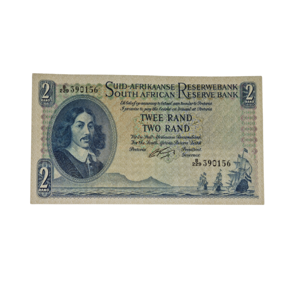 South African Reserve Bank Two Rand 1962 Afr/Eng S/N: B229/390156