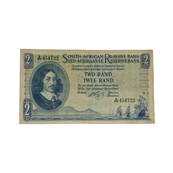 South African Reserve Bank Two Rand 1962 Eng/Afr S/N: B212/434722