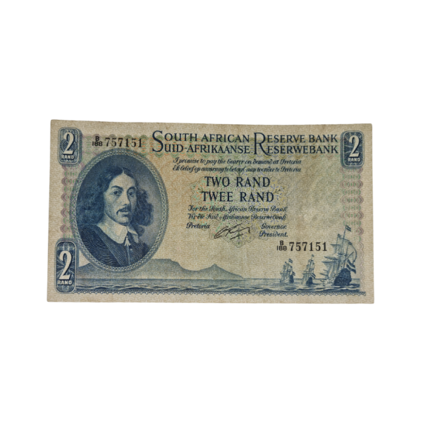 South African Reserve Bank Two Rand 1962 Eng/Afr S/N: B188/757151