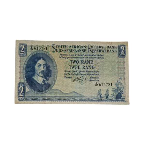 South African Reserve Bank Two Rand 1962 Eng/Afr S/N: B182/613781