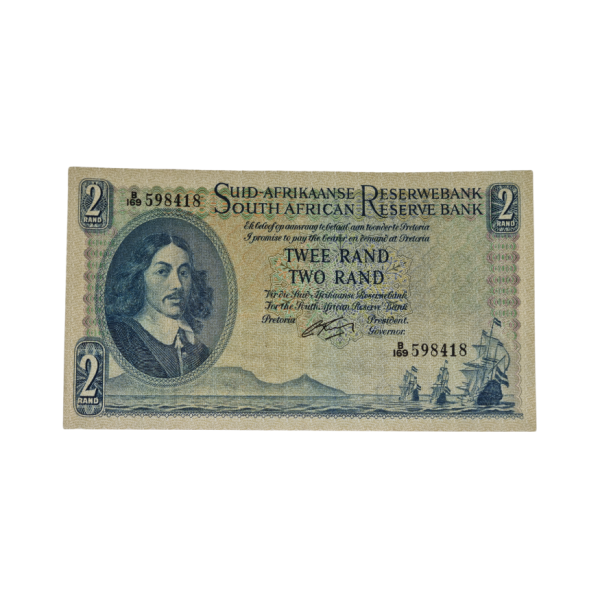 South African Reserve Bank Two Rand 1962 Afr/Eng S/N: B169/598418