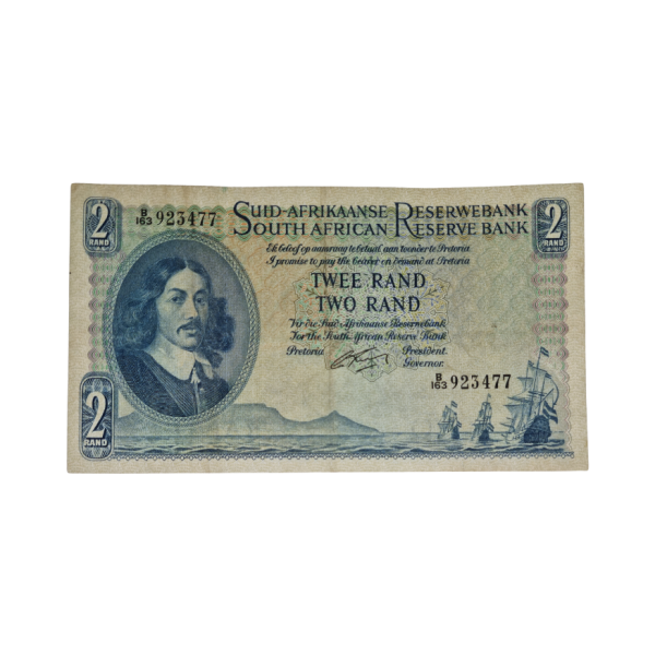 South African Reserve Bank Two Rand 1962 Afr/Eng S/N: B163/923477