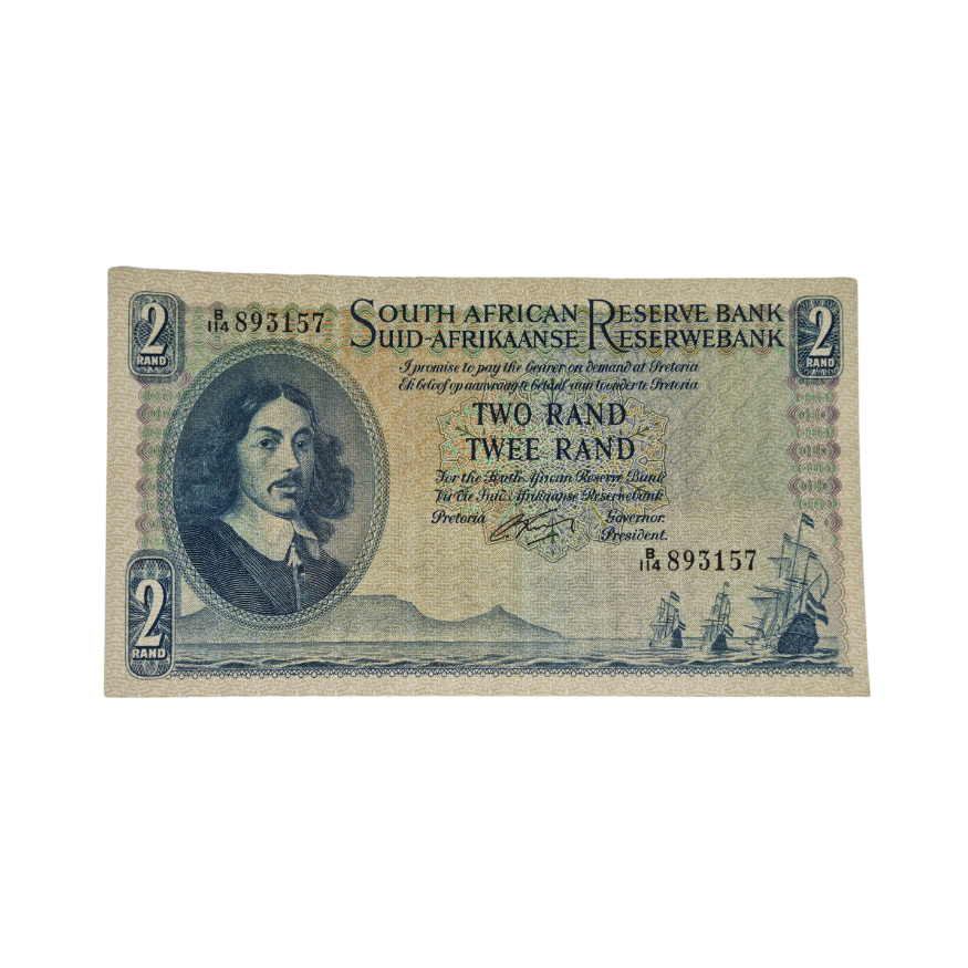 South African Reserve Bank Two Rand 1962 Afr/Eng S/N B114/893157
