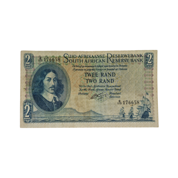 South African Reserve Bank Two Rand 1962 Afr/Eng S/N B113/176658