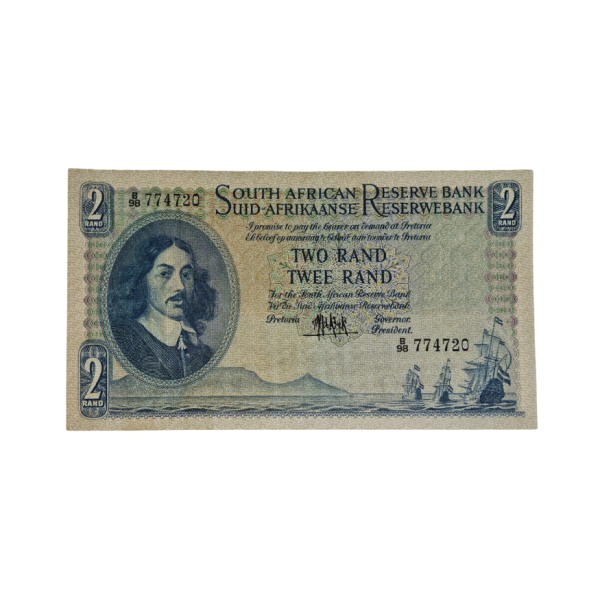South African Reserve Bank Two Rand 1961 Afr/Eng S/N B98/774720