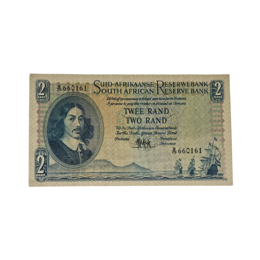 South African Reserve Bank Two Rand 1961 Afr/Eng S/N B75/660161