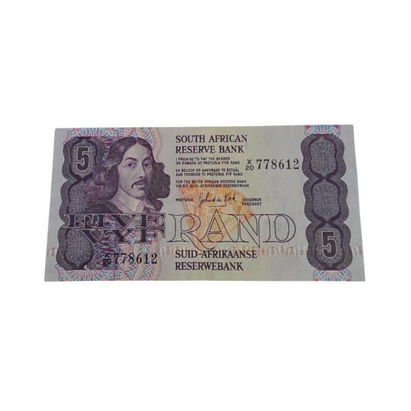 South African Reserve Bank Five Rand 1984 S/N: X20/778612