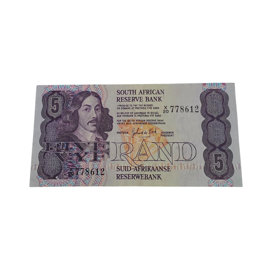 South African Reserve Bank Five Rand 1984 S/N: X20/778612