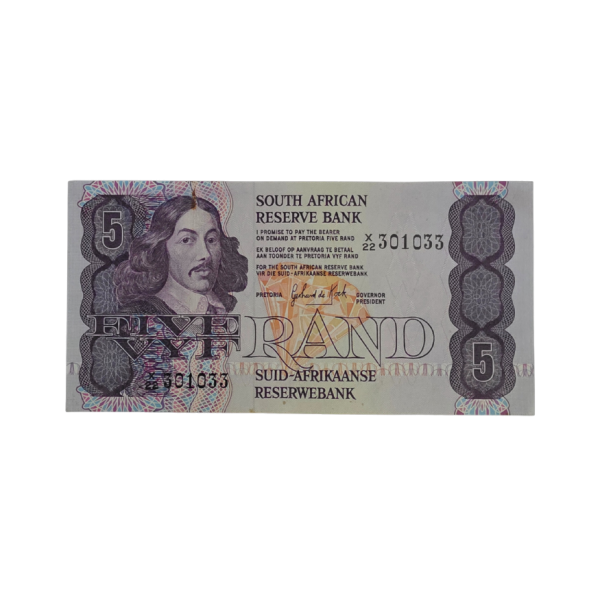 South African Reserve Bank Five Rand 1984 Eng/Afr S/N X22/301033