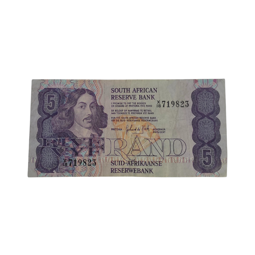 South African Reserve Bank Five Rand 1984 Eng/Afr S/N X18/719823