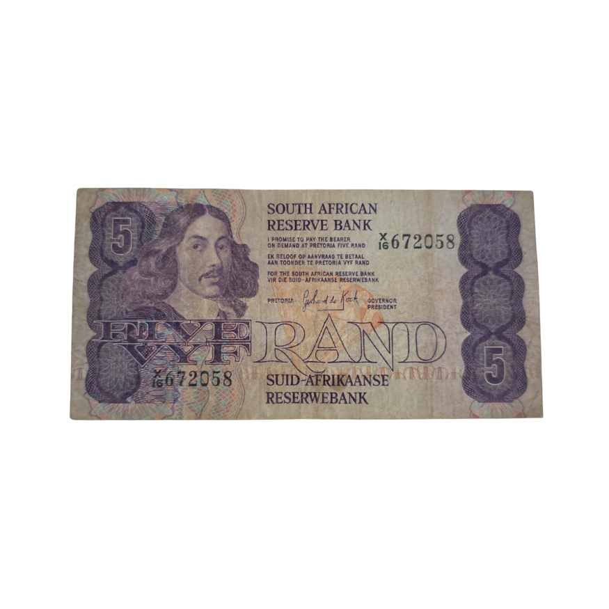 South African Reserve Bank Five Rand 1984 Eng/Afr S/N X16/672058
