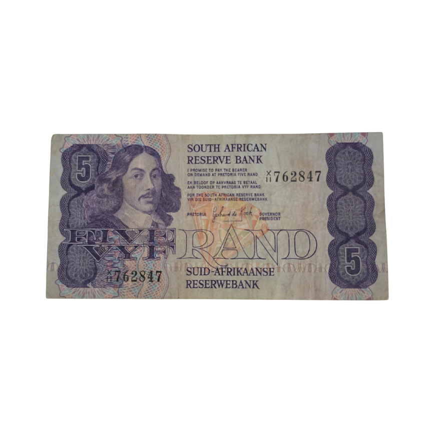South African Reserve Bank Five Rand 1984 Eng/Afr S/N X11/762847