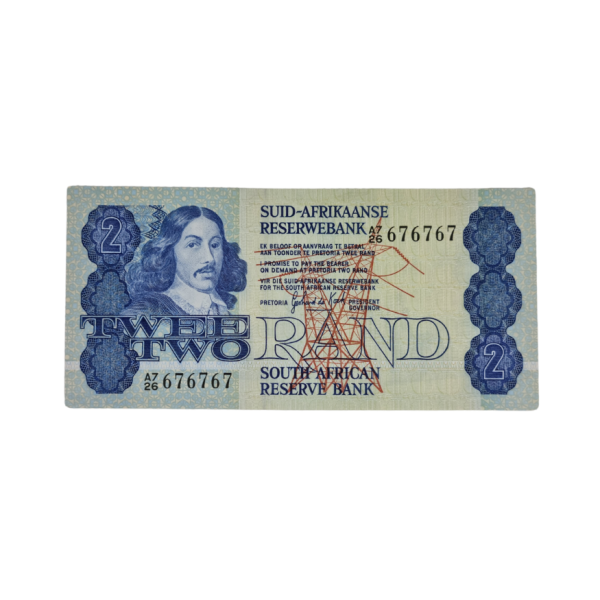South African Reserve Bank Two Rand 1981 Afr/Eng S/N A7 26/676767