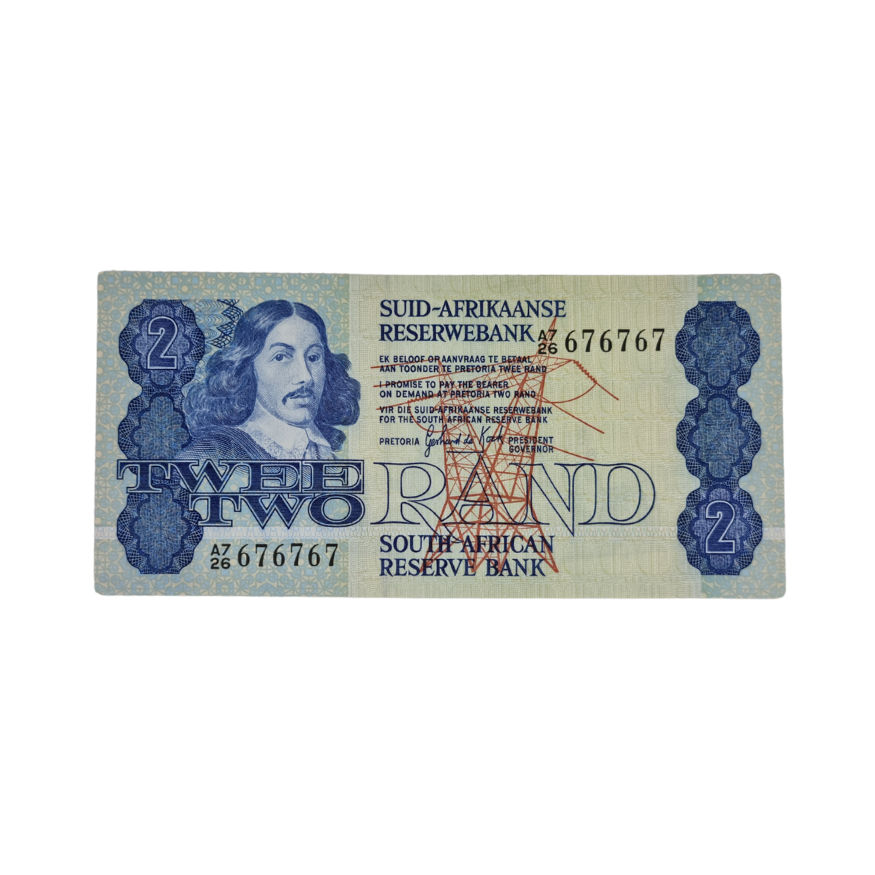 South African Reserve Bank Two Rand 1981 Afr/Eng S/N A7 26/676767