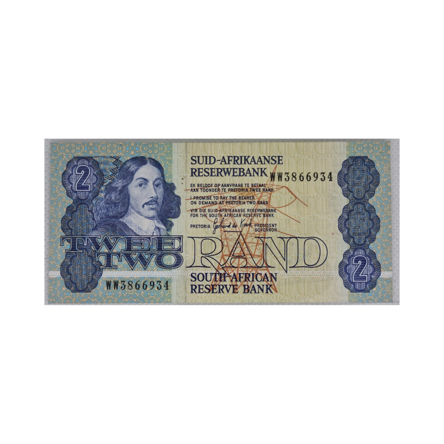 South African Reserve Bank Two Rand 1983 Afr/Eng S/N WW3866934