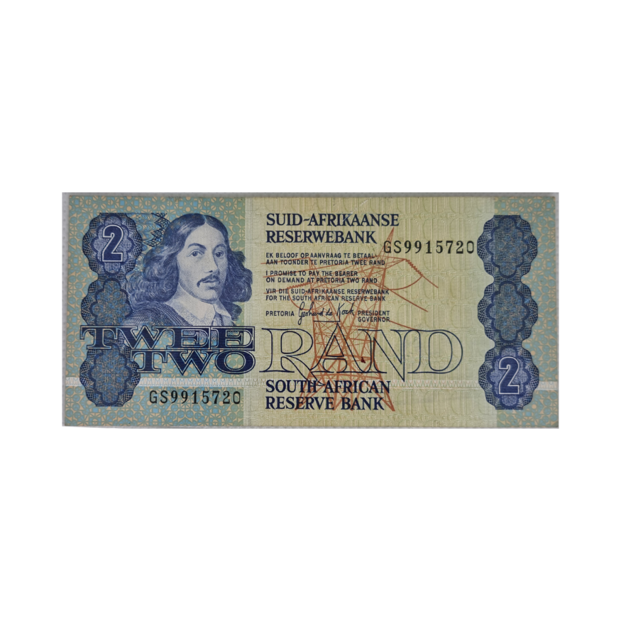 South African Reserve Bank Two Rand 1989 Afr/Eng S/N GS9915720