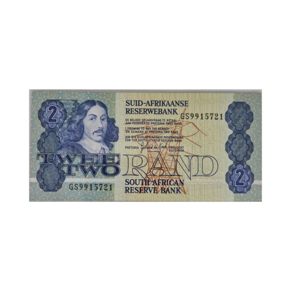 South African Reserve Bank Two Rand 1989 Afr/Eng S/N GS9915721
