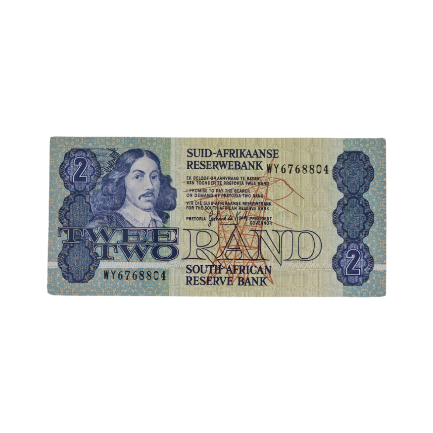 South African Reserve Bank Two Rand 1990 Afr/Eng S/N WY6768804