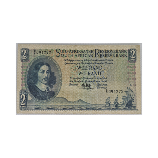South African Reserve Bank Two Rand 1961 Afr/Eng S/N B3/094272