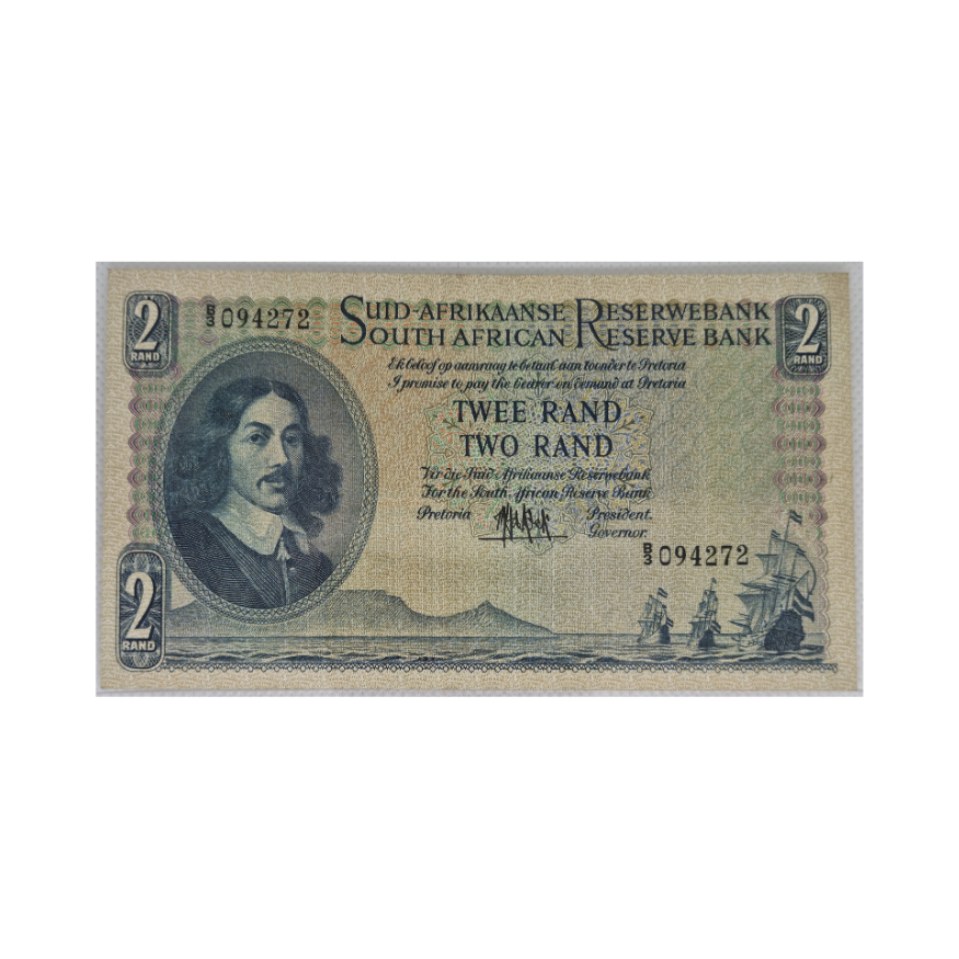 South African Reserve Bank Two Rand 1961 Afr/Eng S/N B3/094272