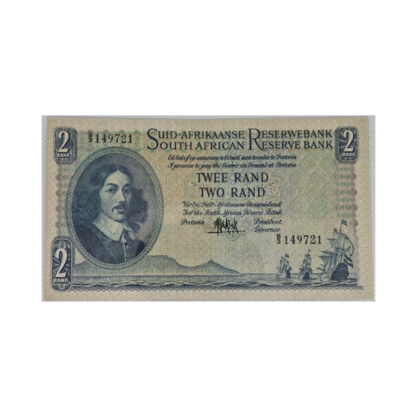 South African Reserve Bank Two Rand 1961 Afr/Eng S/N B3/149721
